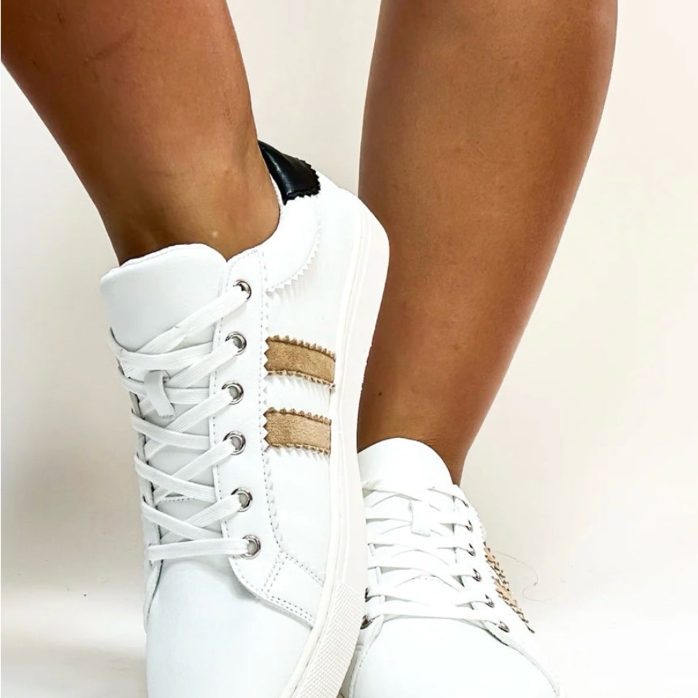 Corkys White and Brown Women's Sneakers Showtime Sneakers - Picture 2 of 2